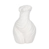 Abstract Female Torso Sculpture | Curved Textured 11" White Polyresin