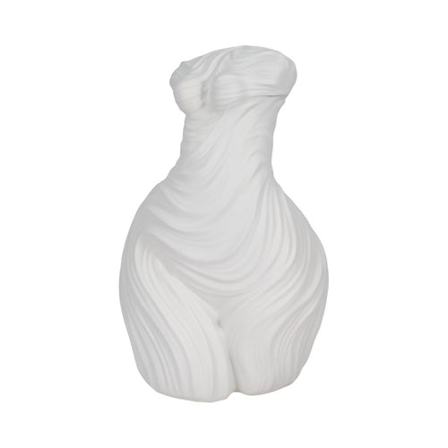 Abstract Female Torso Sculpture | Classical Fine Textured 16" White Polyresin