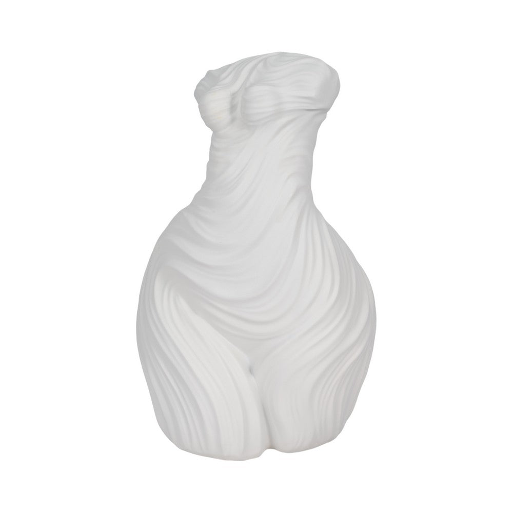 Abstract Female Torso Sculpture | Classical Fine Textured 16" White Polyresin
