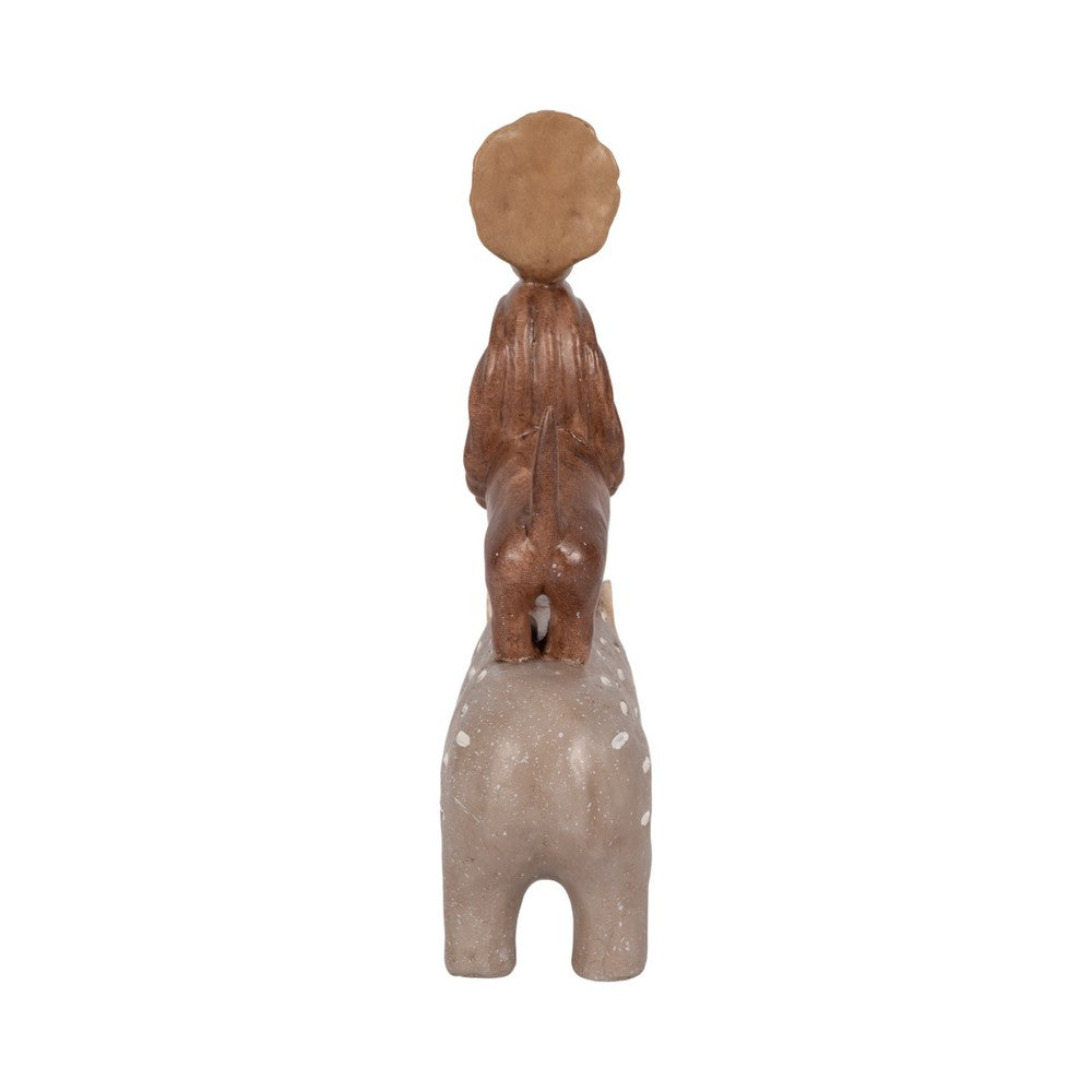 Decorative Animal Pyramid Figurine | Hand Painted Tan Brown | 9"