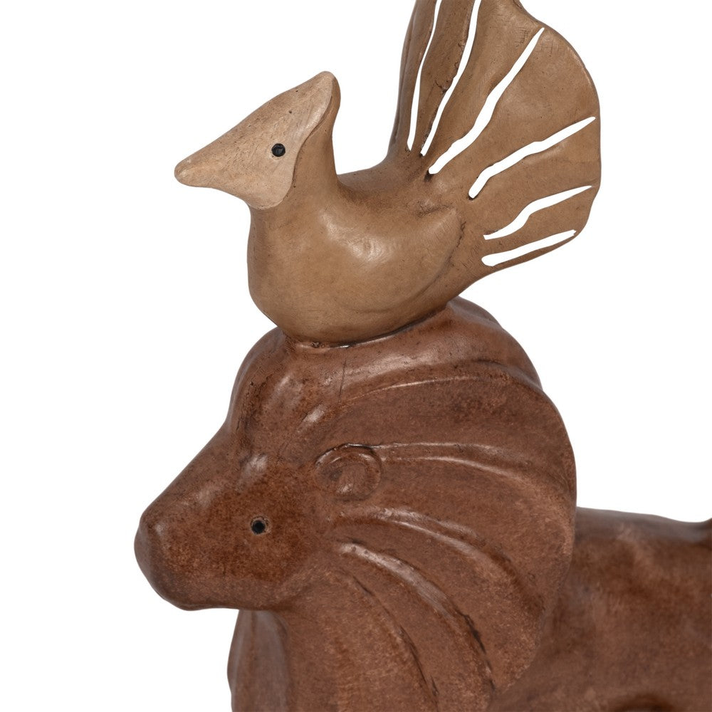 Decorative Animal Pyramid Figurine | Hand Painted Tan Brown | 9"