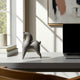 Curved Horse Figurine | Abstract Art Style | Dark Gray Polyresin 12"