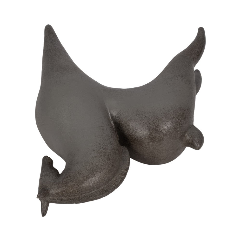 Curved Horse Figurine | Abstract Art Style | Dark Gray Polyresin 12"