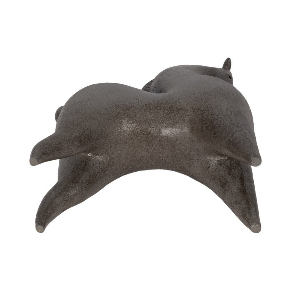 Curved Horse Figurine | Abstract Art Style | Dark Gray Polyresin 12"