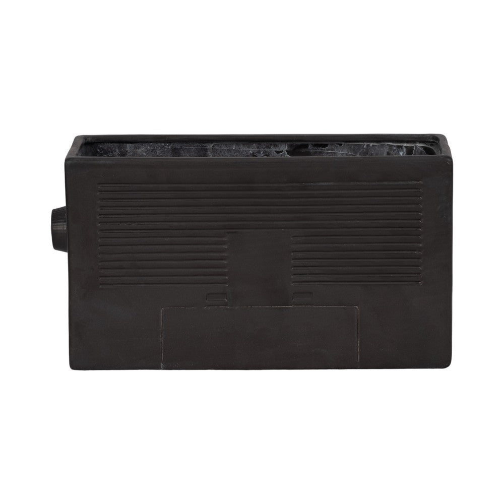 Decorative Planter | 13’’ Retro Stereo Design | Rustic Stoneware Gray SBH-20464