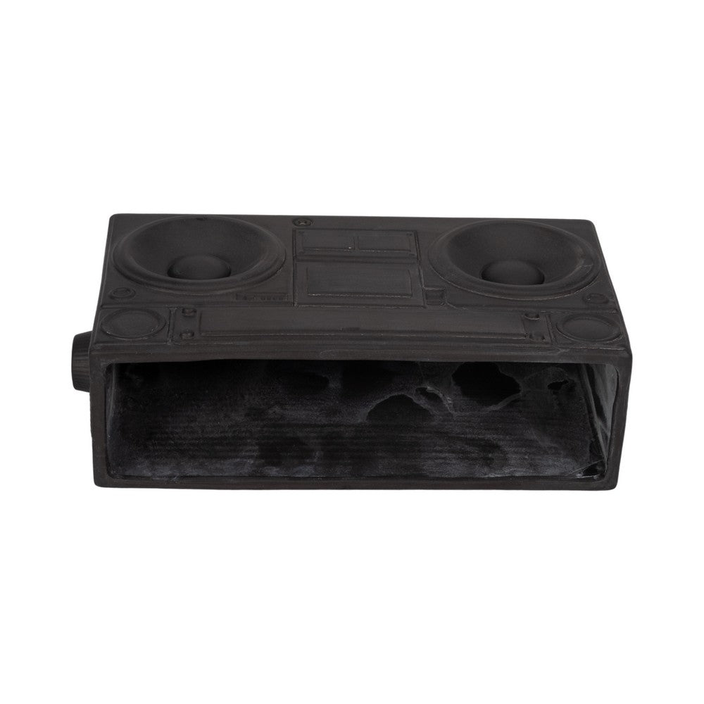 Decorative Planter | 13" Retro Stereo Design | Rustic Stoneware Gray