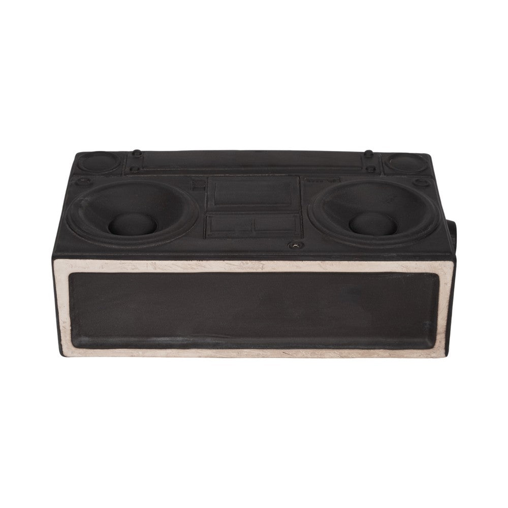 Decorative Planter | 13" Retro Stereo Design | Rustic Stoneware Gray