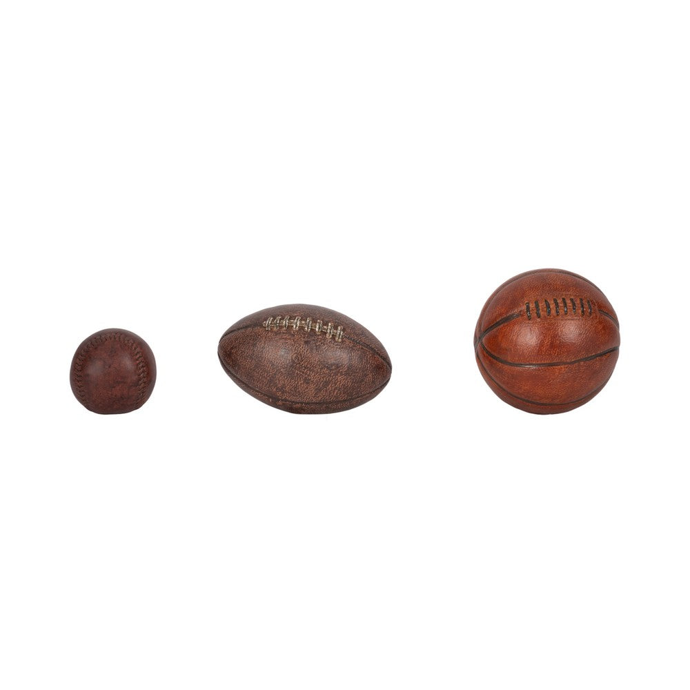 Decorative Sports Ball Accents Set of 3 | Basketball Football Baseball