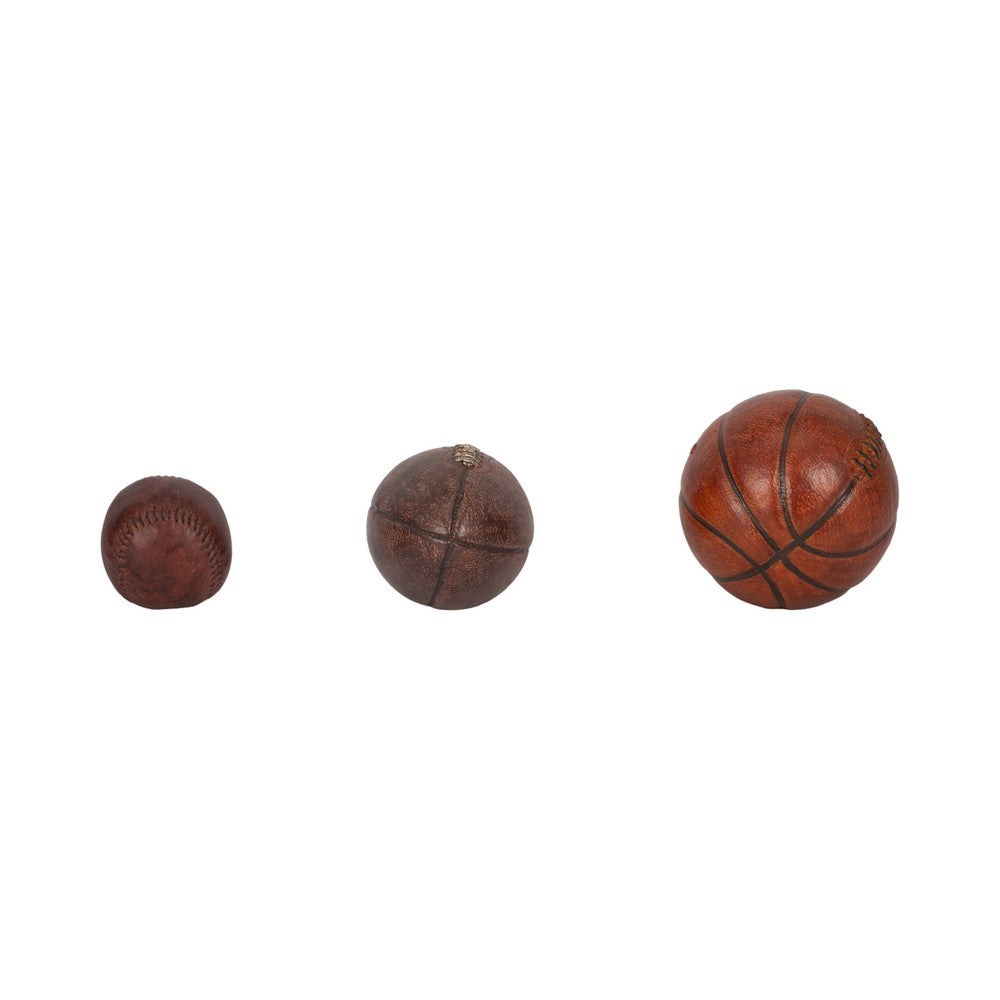 Decorative Sports Ball Accents Set of 3 | Basketball Football Baseball