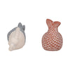 Svena Mermaid Figurines Set of 2 | Red-Blue Tails | White Cement 8 & 7"