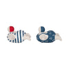 Vintage Swimmers Sculptures Set of 2 | Nautical White Blue Cement | 7"