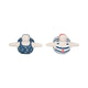 Vintage Swimmers Sculptures Set of 2 | Nautical White Blue Cement | 7"