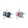Vintage Swimmers Sculptures Set of 2 | Nautical White Blue Cement | 7"
