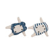 Vintage Swimmers Sculptures Set of 2 | Nautical White Blue Cement | 7"