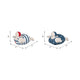 Vintage Swimmers Sculptures Set of 2 | Nautical White Blue Cement | 7"