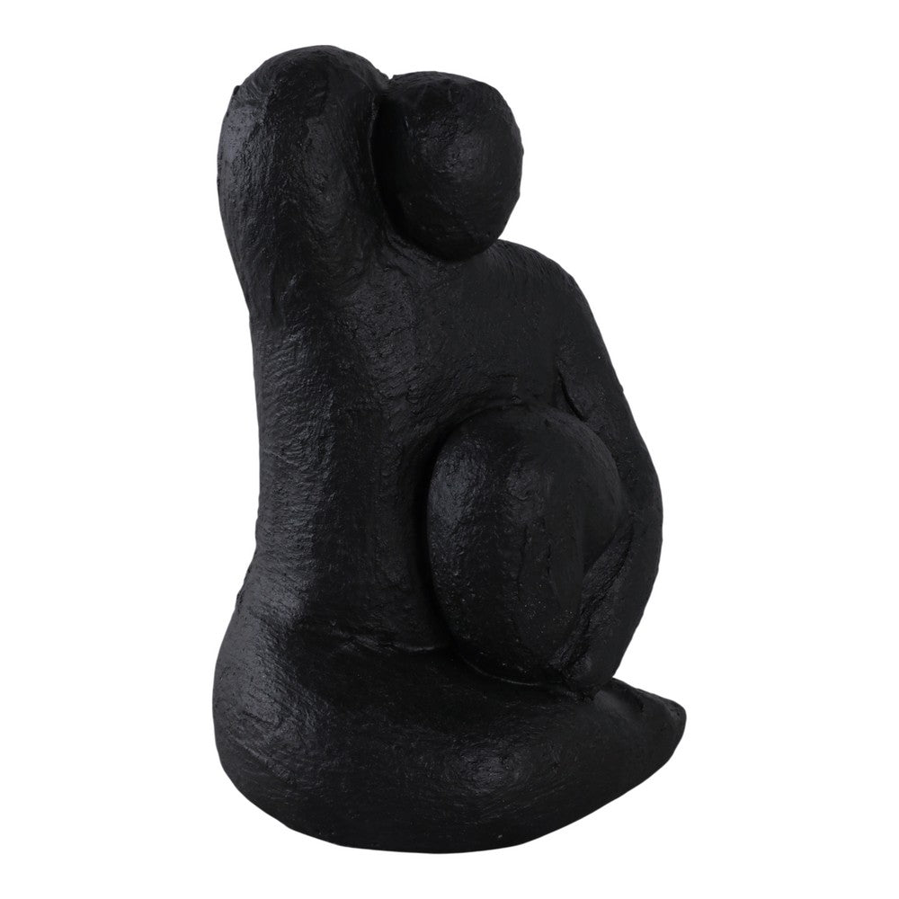 Women Sculpture Decor | Contemplative Posture | 10" Black Cement