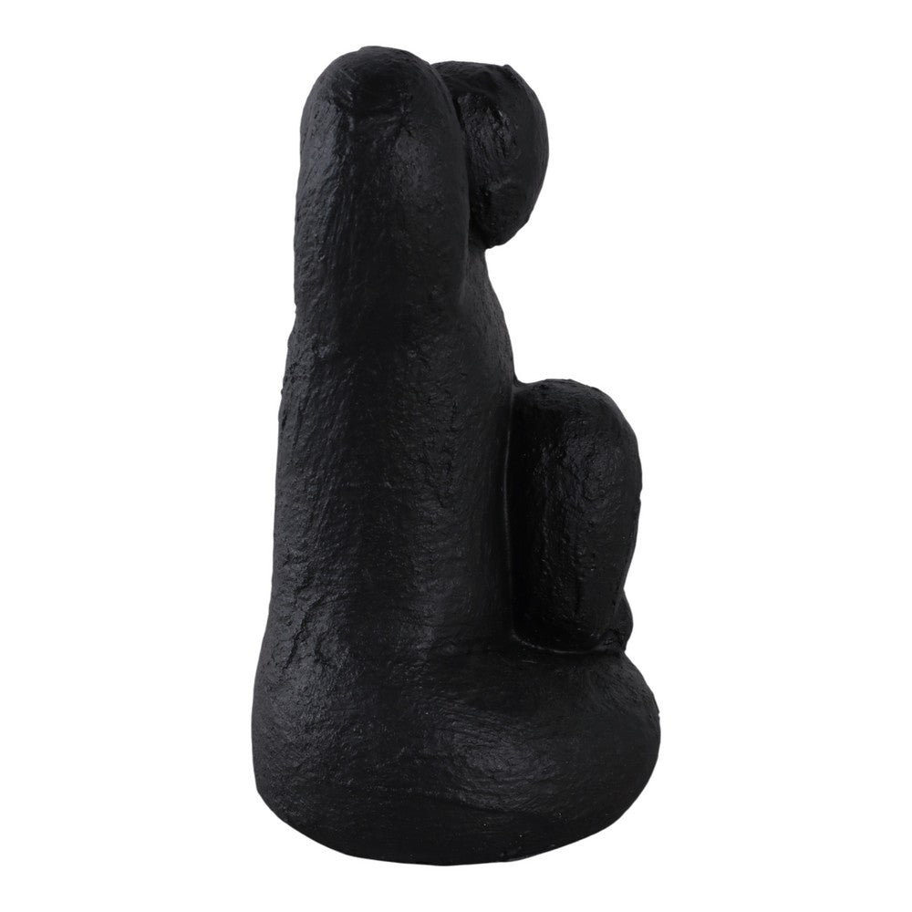 Women Sculpture Decor | Contemplative Posture | 10" Black Cement