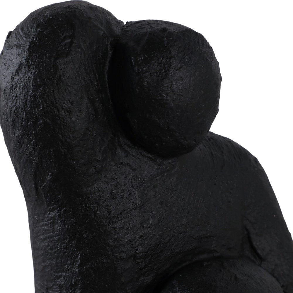 Women Sculpture Decor | Contemplative Posture | 10" Black Cement