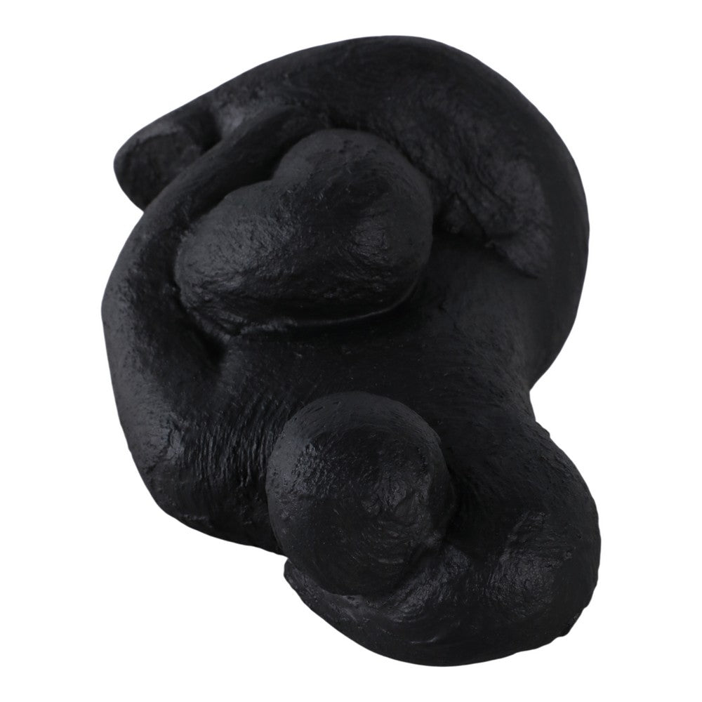 Women Sculpture Decor | Contemplative Posture | 10" Black Cement