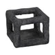 Modern Geometric Open Square Sculpture | 6" Black Textured Cement