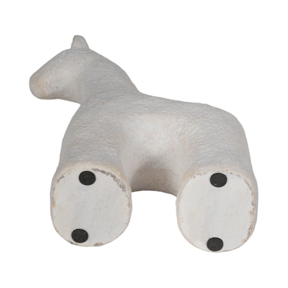 Tabletop Decor | Horse Sculpture | Textured Design | White Cement 7"