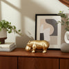 Decorative Hippo Accent Figurine | Metallic Gold Cement | Bohemian Style