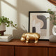 Decorative Hippo Accent Figurine | Metallic Gold Cement | Bohemian Style