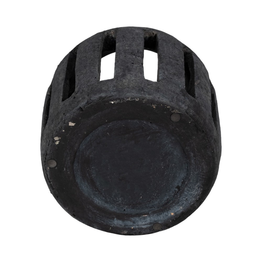 Decorative Round Hurricane Candle Lantern | Open Slats | Black Terracotta