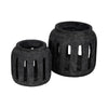 Decorative Round Hurricane Candle Lantern | Open Slats | Black Terracotta