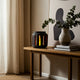 Decorative Round Hurricane Candle Lantern | Open Slats | Black Terracotta