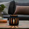 Round Hurricane Lantern with Open Slat Design | 10" Black Terracotta