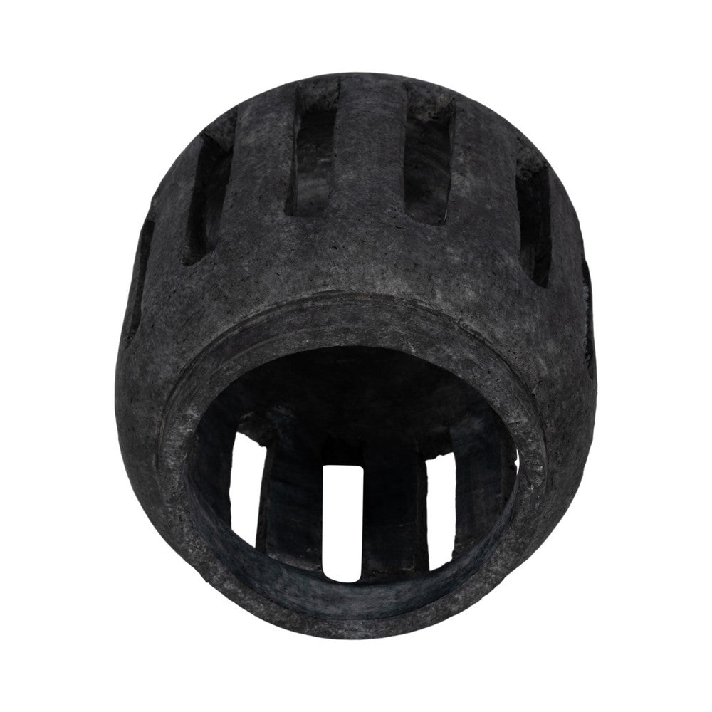 Round Hurricane Lantern with Open Slat Design | 10" Black Terracotta