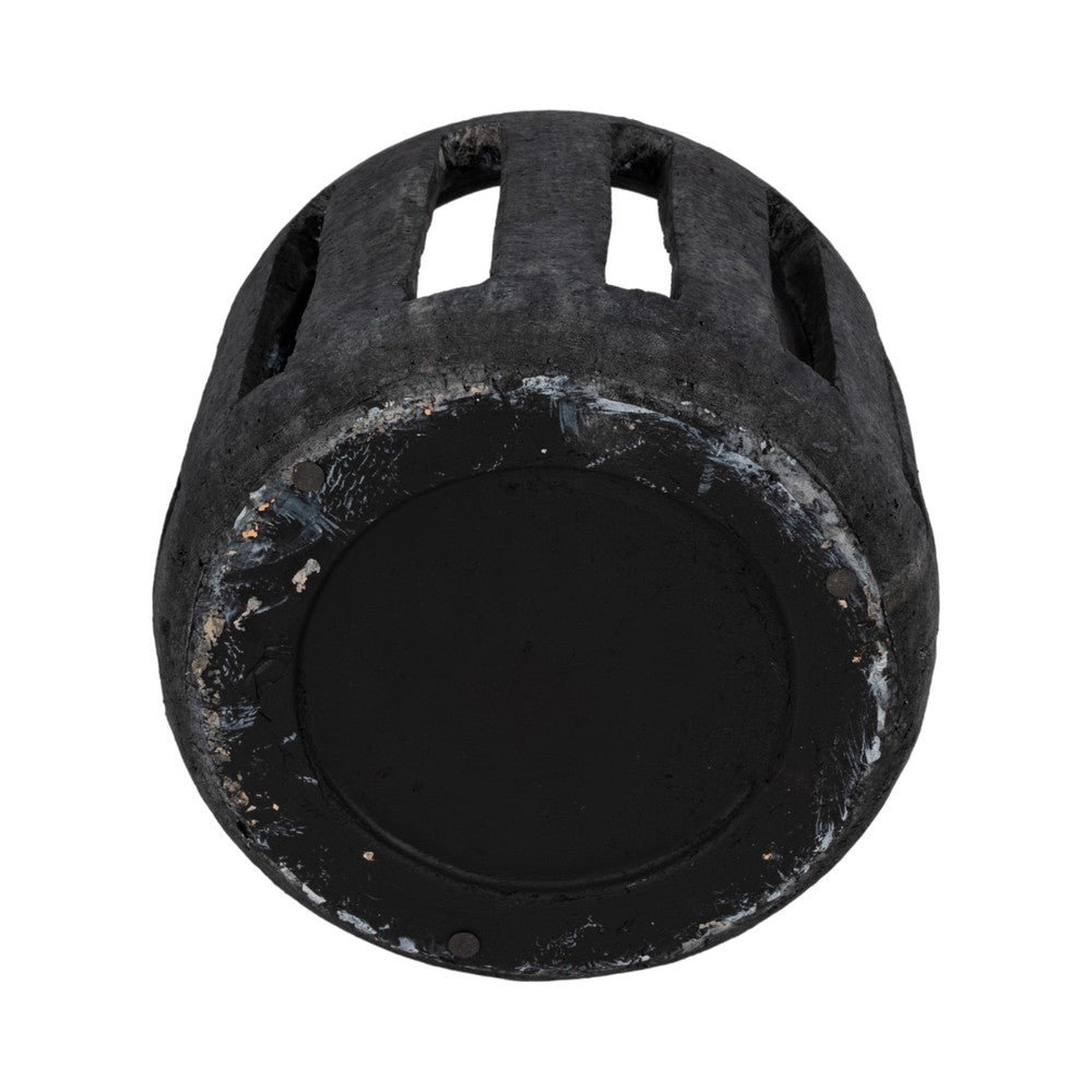 Round Hurricane Lantern with Open Slat Design | 10" Black Terracotta