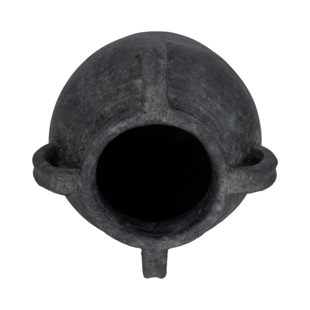 Old World Jug Flower Vase w Multiple Handles | 12" Black Terracotta