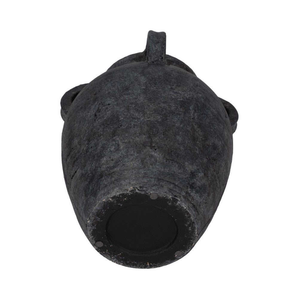 Old World Jug Flower Vase w Multiple Handles | 12" Black Terracotta