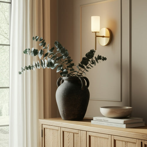 Old World Jug Flower Vase w Multiple Handles | 12" Black Terracotta