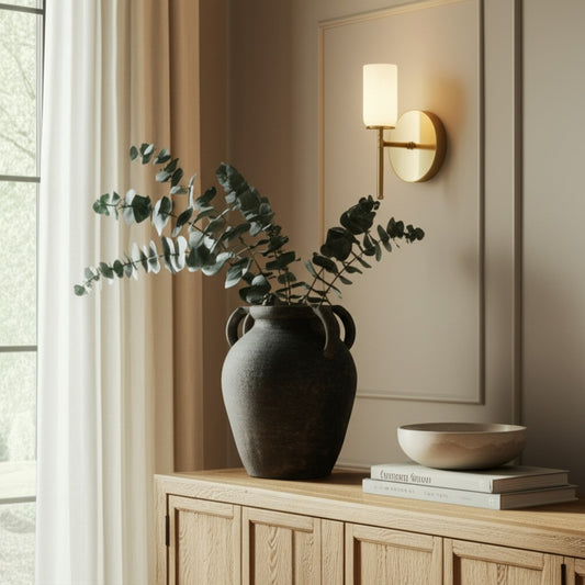 Old World Jug Flower Vase w Multiple Handles | 12" Black Terracotta