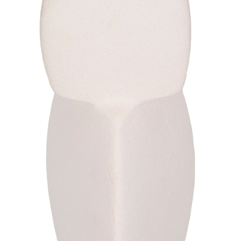 Stacked Geometric Taper Candle Holder | Gloss White Ceramic | 12"