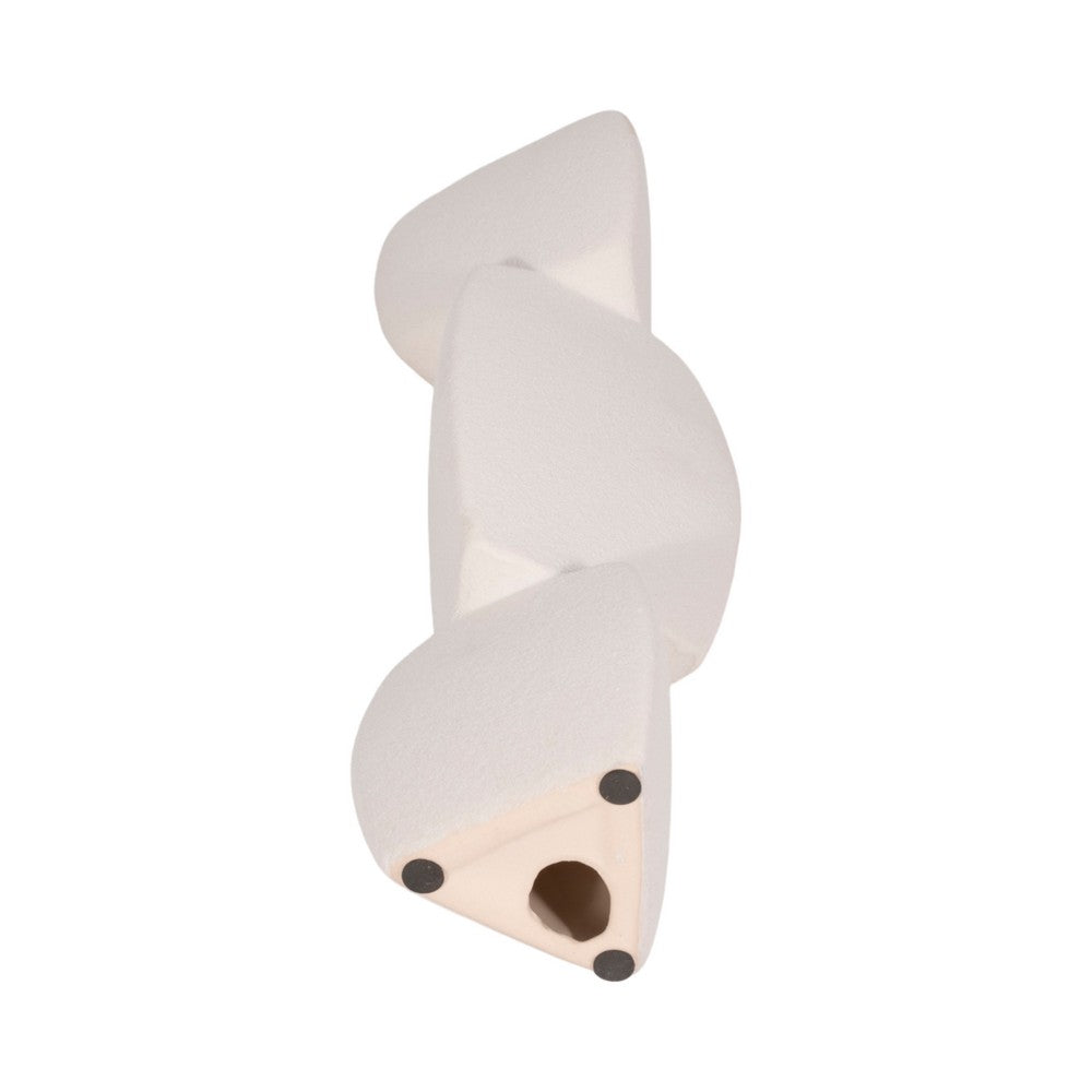 Stacked Geometric Taper Candle Holder | Gloss White Ceramic | 12"