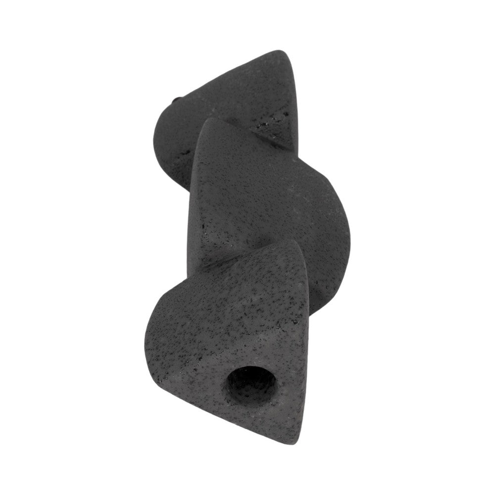 Contemporary Stacked Taper Candle Holder | 9" Black Ceramic Finish