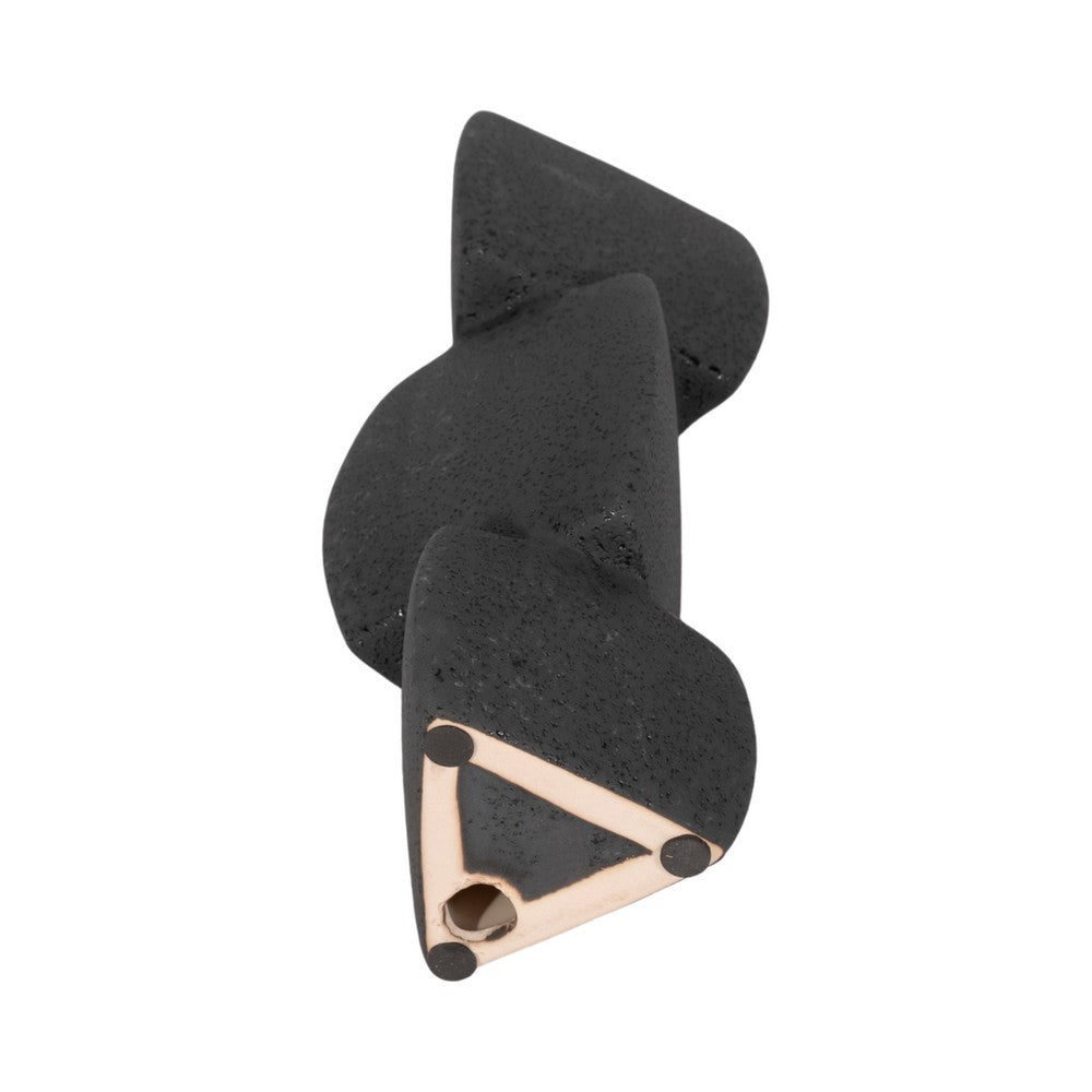 Contemporary Stacked Taper Candle Holder | 9" Black Ceramic Finish