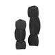 Contemporary Stacked Taper Candle Holder | 9" Black Ceramic Finish