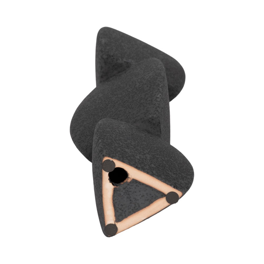 Modern Stacked Taper Candle Holder | 12" Black Ceramic Finish