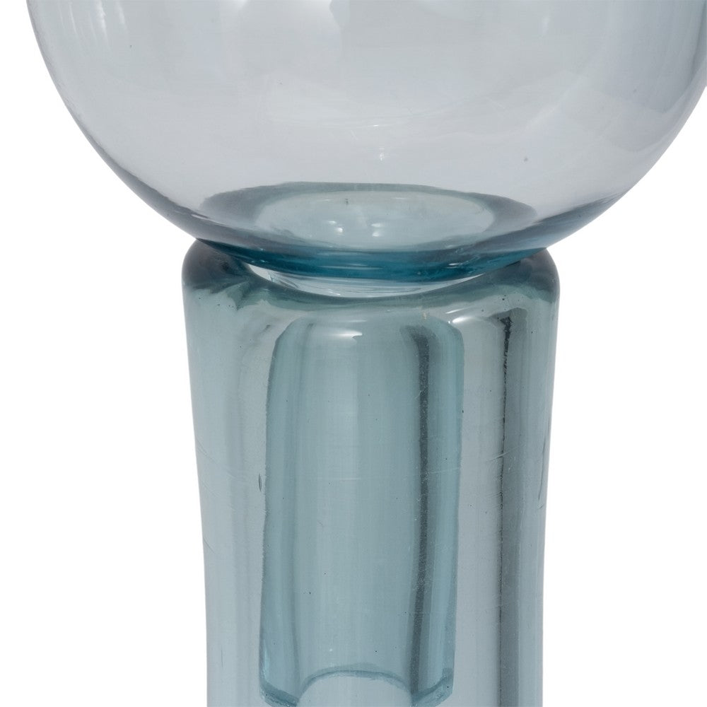Decorative Accent Bottle w Stopper | Light Blue Glass Ombre | 20"