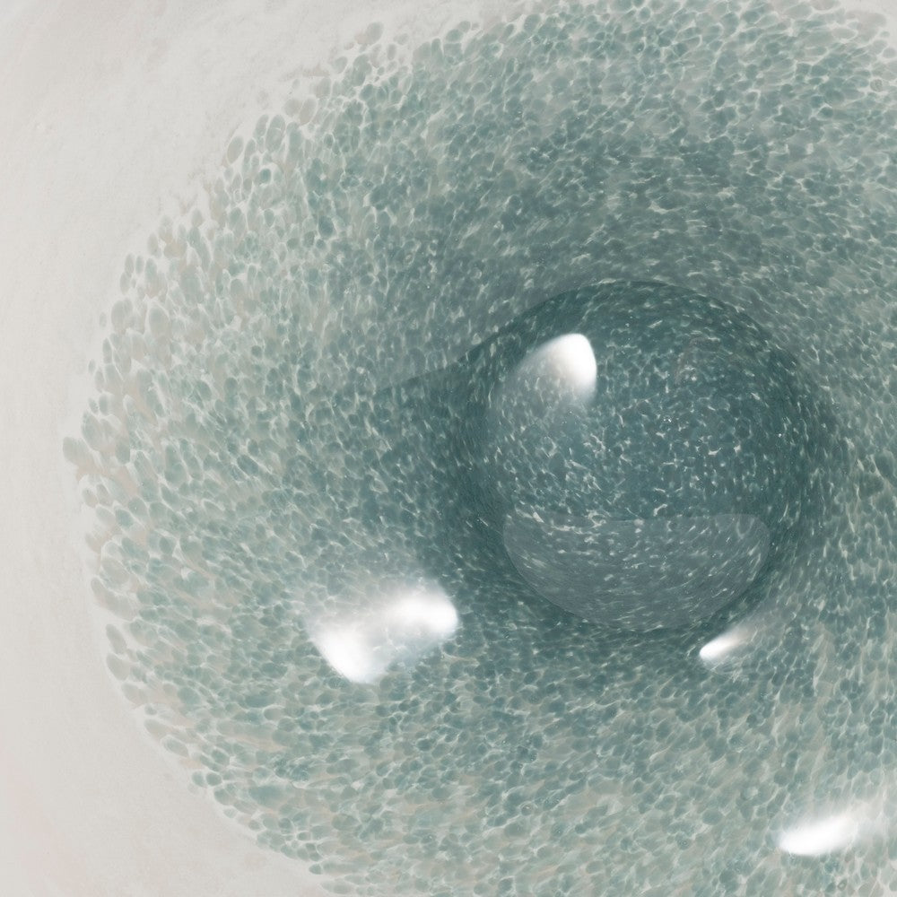 Decorative Centerpiece Bowl | 12" | Light Blue and White Glass