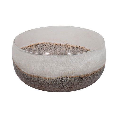Decorative Accent Bowl | Neutral Tones Ombre Gray & White | 8" Glass