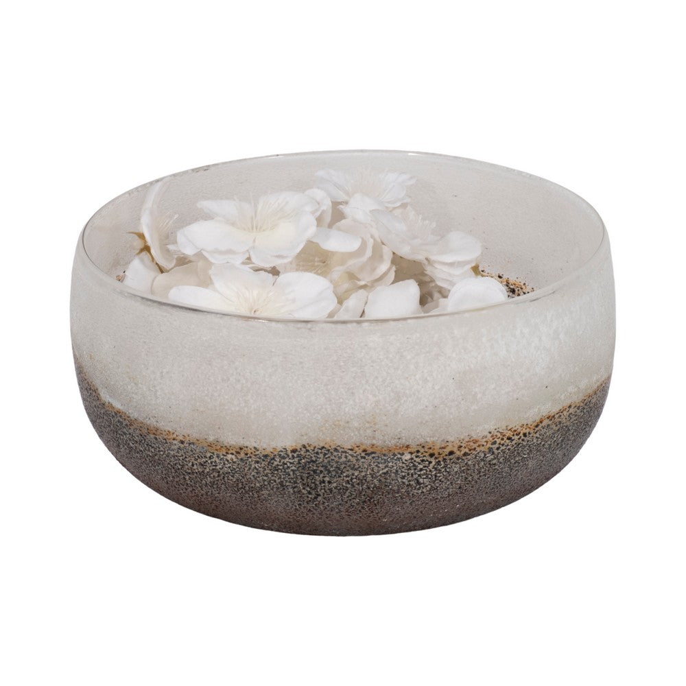 Decorative Accent Bowl | Neutral Tones Ombre Gray & White | 8" Glass