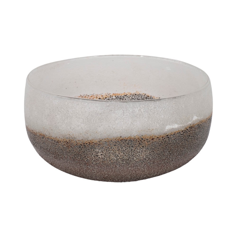 Decorative Accent Bowl | Neutral Tones Ombre Gray & White | 8" Glass