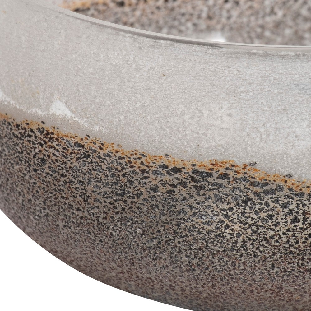 Decorative Accent Bowl | Neutral Tones Ombre Gray & White | 8" Glass