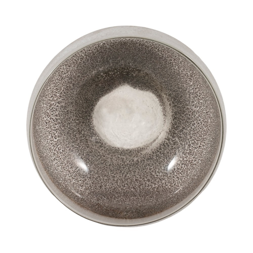 Decorative Accent Bowl | Neutral Tones Ombre Gray & White | 8" Glass